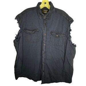 "Roadwear" by‎ Buffalo Outdoors Sleeveless Biker Blue Shirt